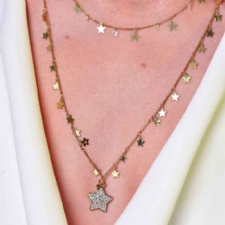 COLAR DUPLO OURO VINTAGE STAR